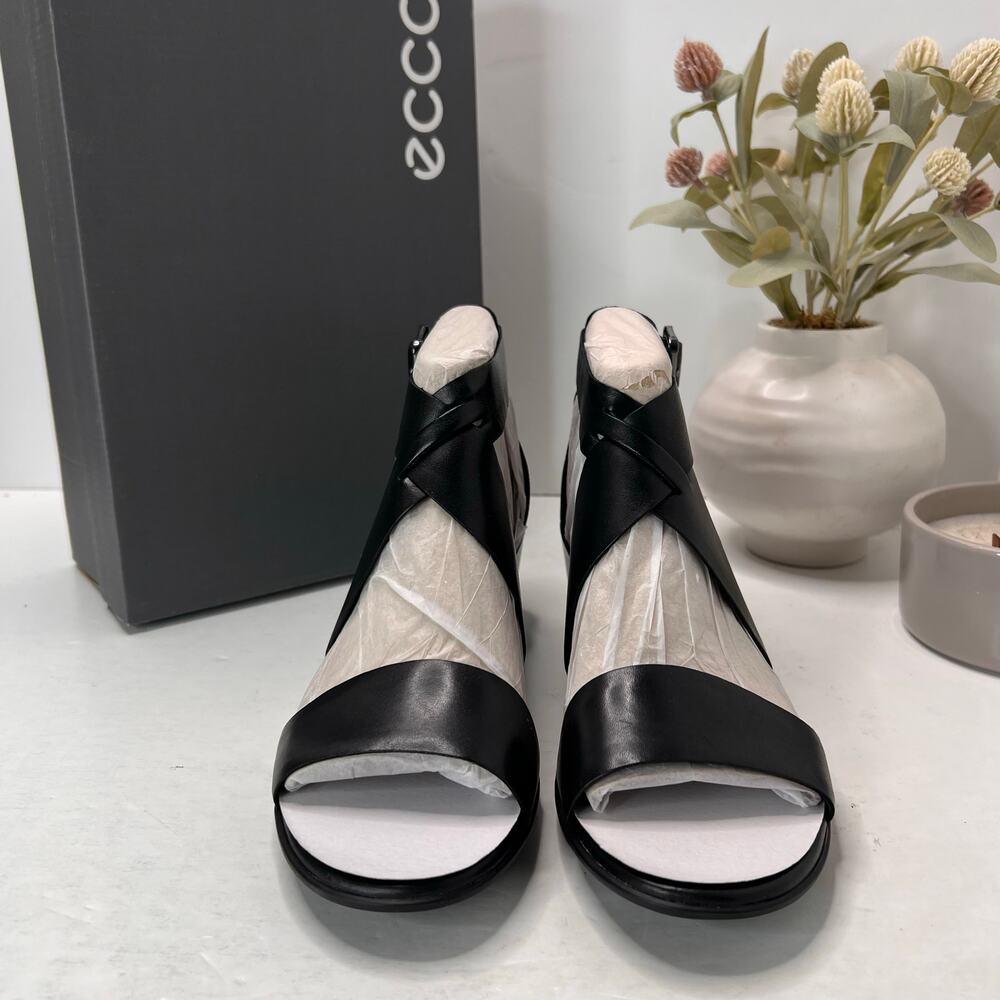 Ecco Shape 35 Wedge Leather Sandal Black 250113 01001 Women 9-9.5 NWB - Picture 2 of 11